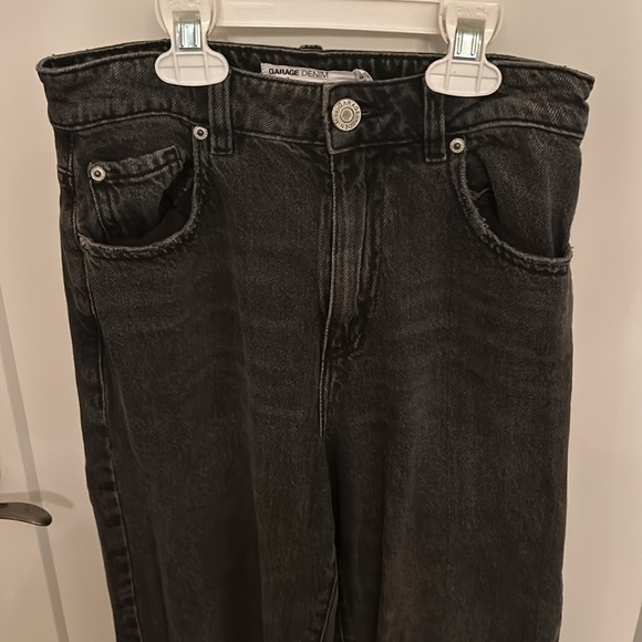 Garage denim wide leg grey jeans with ripped knee, size 0/24 - Picture 2 of 6